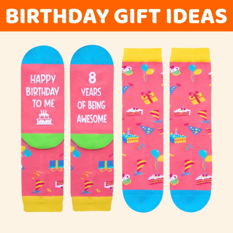 Birthday Gift Socks for Girls (Ages 6-9) - Pink