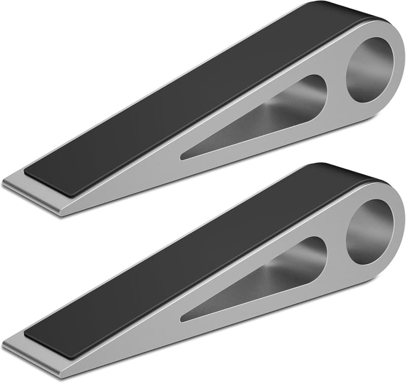 Heavy-Duty Aluminum & Rubber Door Stoppers – 2 Pcs, Silver