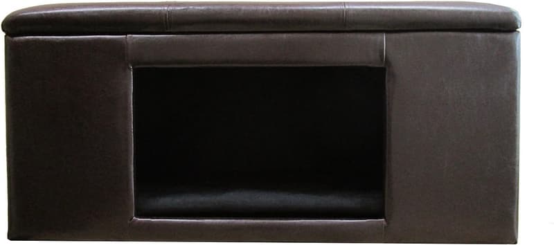 Decorative Faux Leather Pet Bed & Bench for Dogs (Brown)