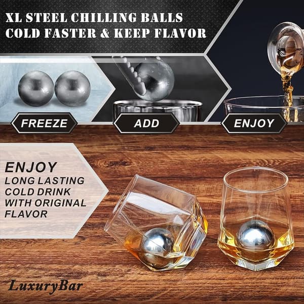 Diamond Whiskey Decanter Set with ChillBall & Tray for Men