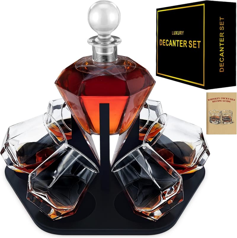 Whiskey Decanter Set with 6 Glasses - Perfect Gift for Men