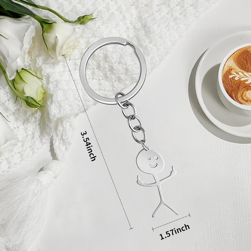 Funny Middle Finger Doodle Keychain for Adults
