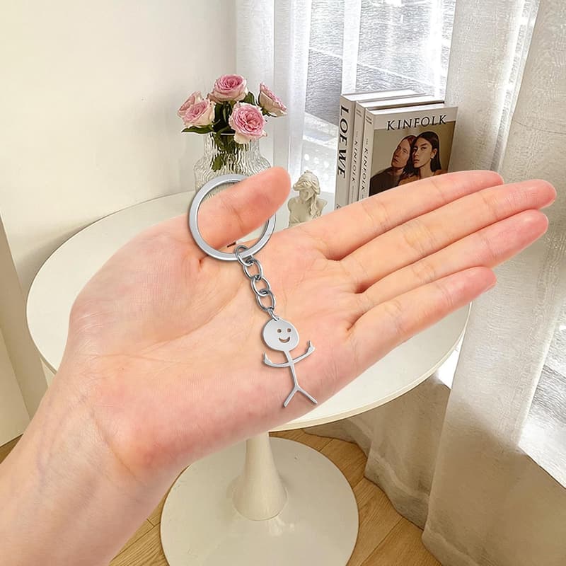 Funny Middle Finger Doodle Keychain for Adults