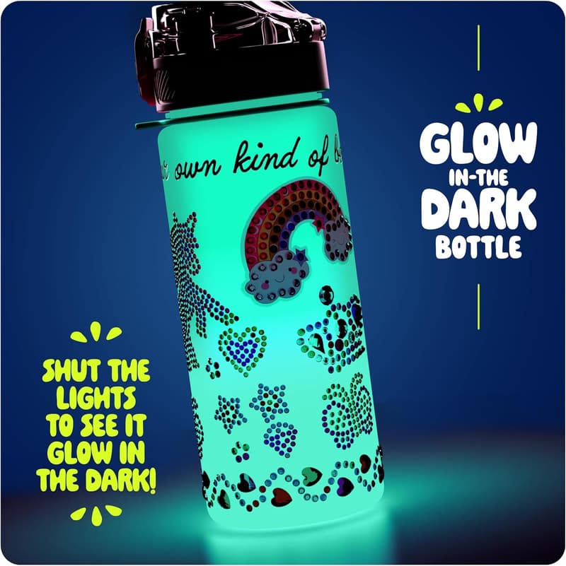 Glow-in-the-Dark Water Bottle Kit for Girls Ages 4-8 - Birthday Gift