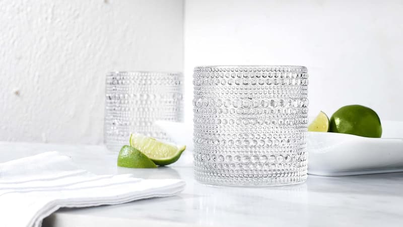 Whiskey Decanter Set with 4 Hobnail Glasses for Men