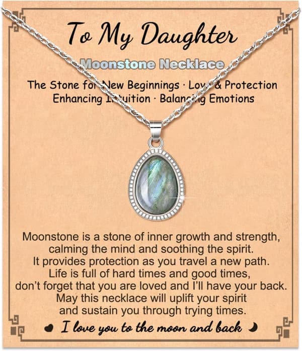 Moonstone & Amethyst Crystal Pendant Necklace for Women