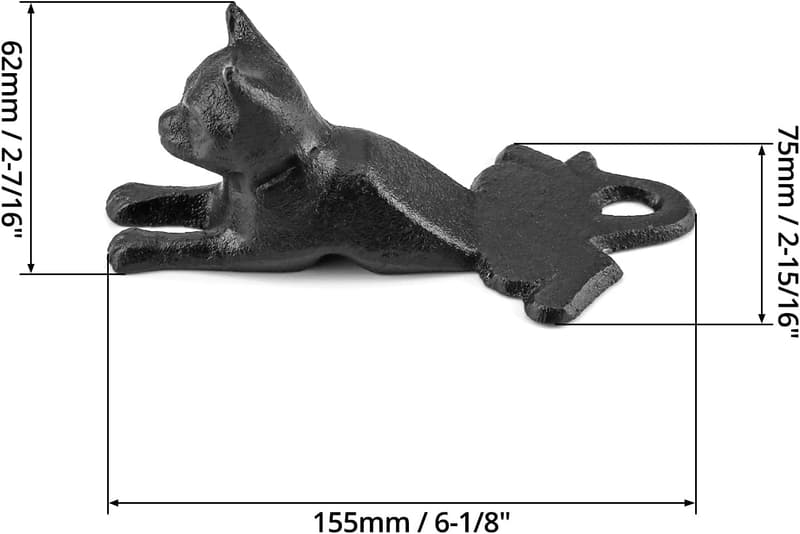 Decorative Vintage Cat Door Stopper Wedge – Anti-Rust Black