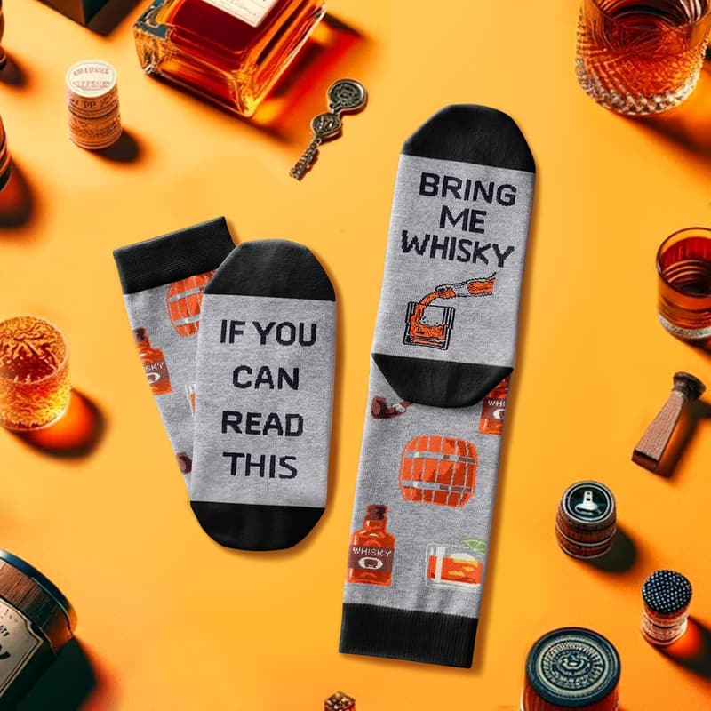 Bourbon Whiskey Socks for Men - Funny Drink Lover's Gift