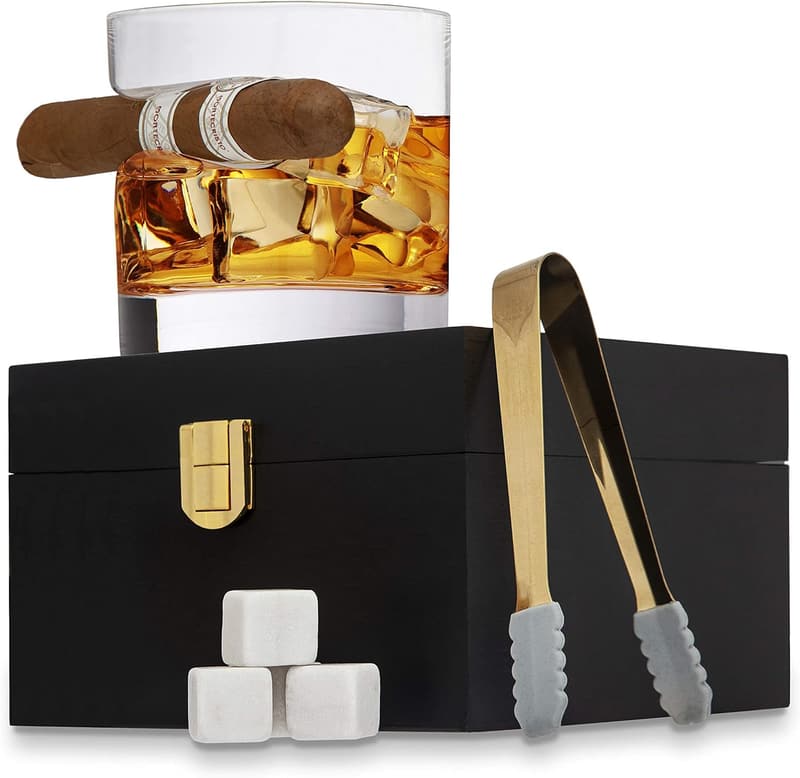 Godinger Whiskey Glass Set with Cooling Stones and Tongs