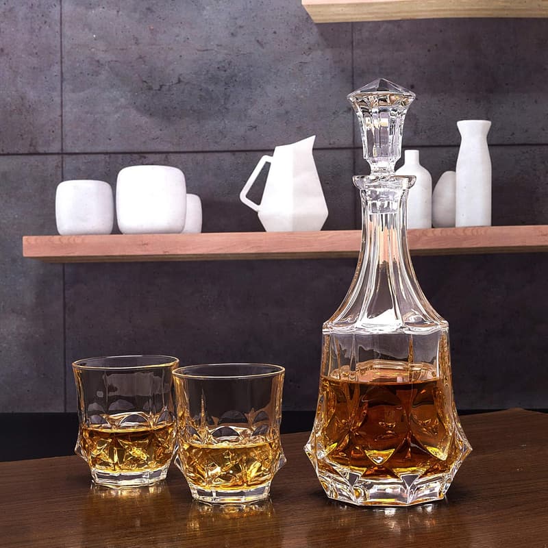 Whiskey Decanter Set for Men - 25 oz Decanter & Crystal Glasses