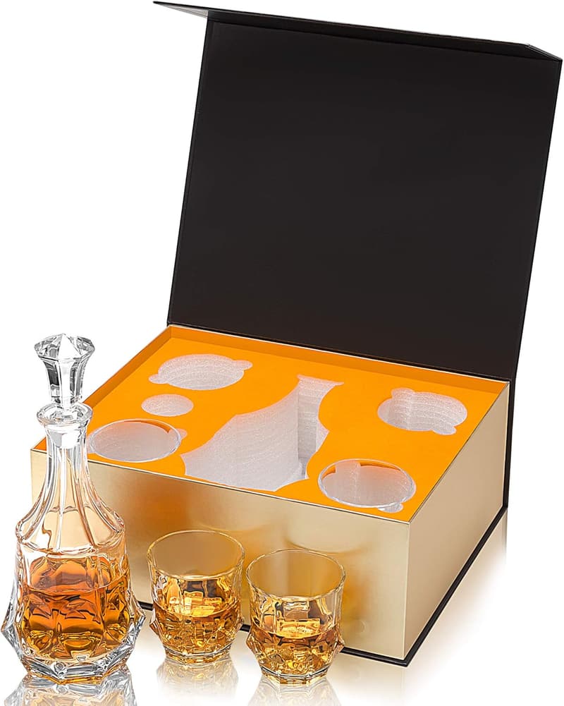 Whiskey Decanter Set for Men - 25 oz Decanter & Crystal Glasses