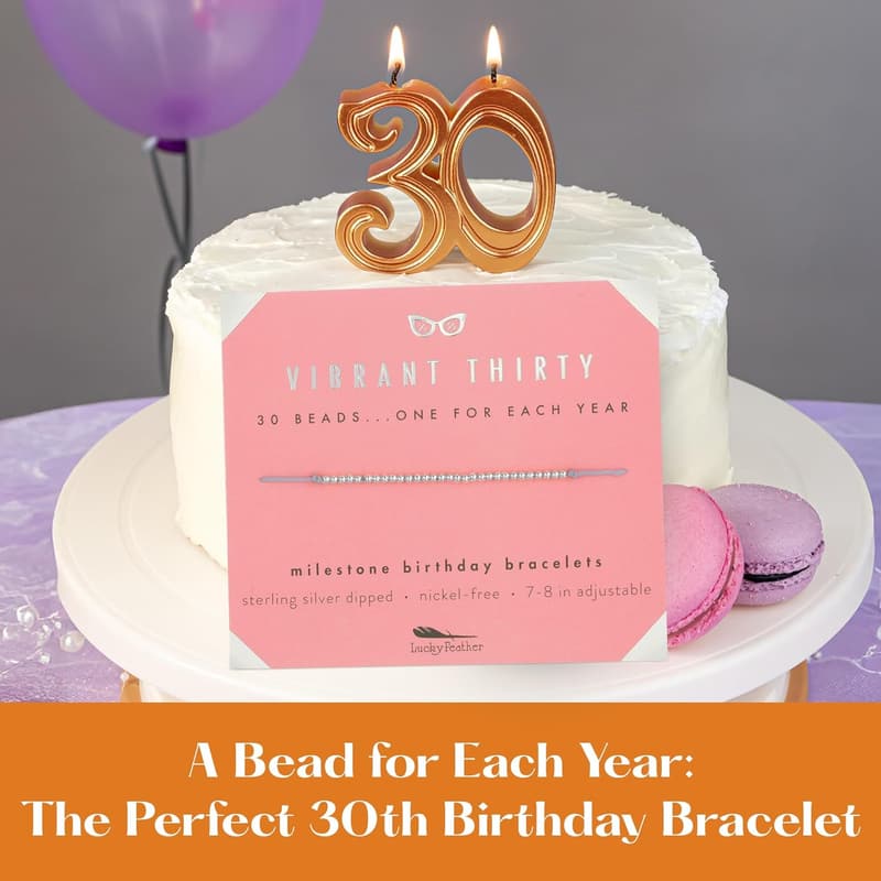 30th Birthday Bracelet for Women - Adjustable 14K Gold Dipped Beads