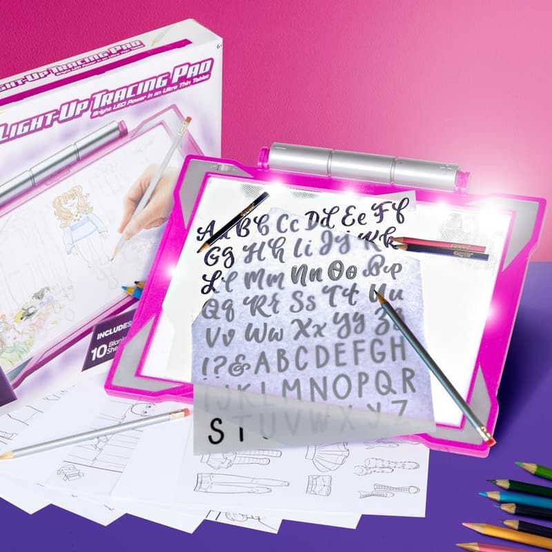 Light-Up Tracing Pad Art Kit for Kids - Pink, 6+ Years