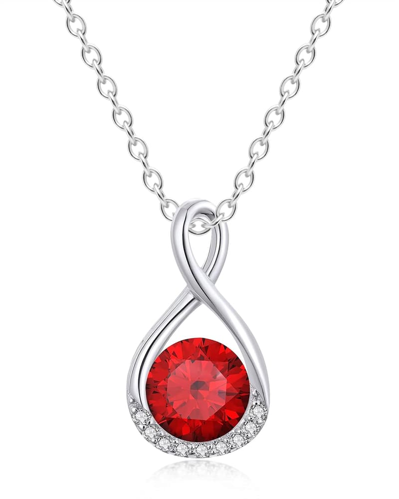Birthstone Infinity Necklace for Women, Minimalist Everyday Jewelry