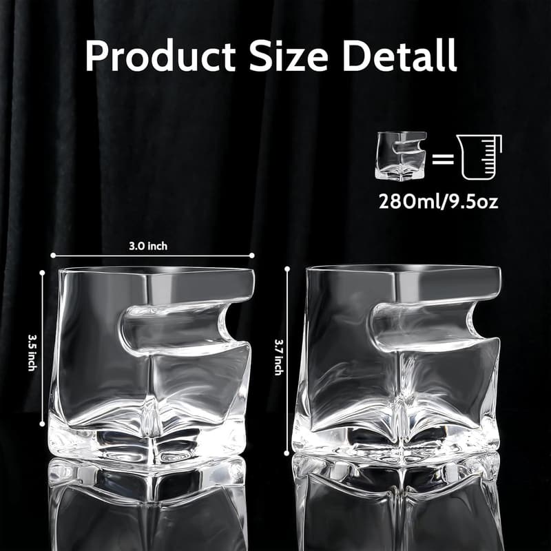 Whiskey Glass Gift Set with Cigar Holder - Set of 2