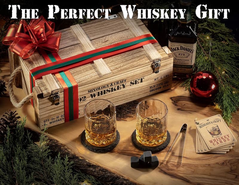 Whiskey Gift Set with Chilling Stones and Glasses for Men