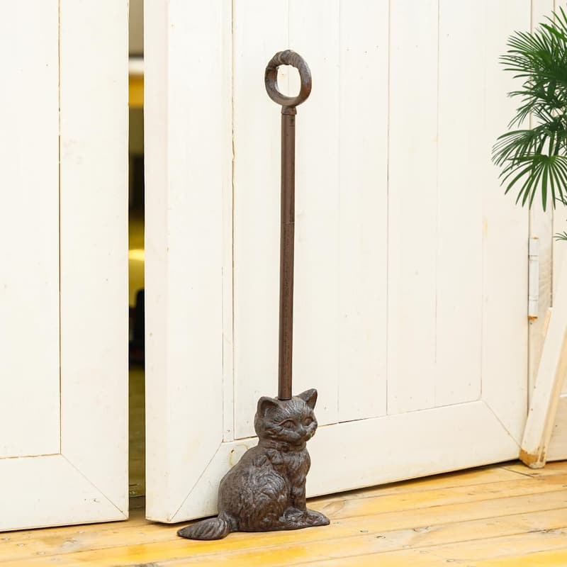 Cat-Shaped Cast Iron Door Stopper Wedge – Heavy Duty, Antique Style