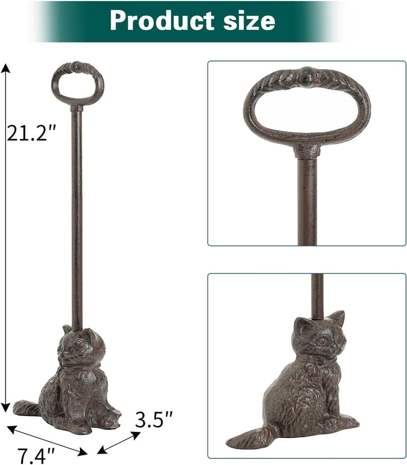 Cat-Shaped Cast Iron Door Stopper Wedge – Heavy Duty, Antique Style