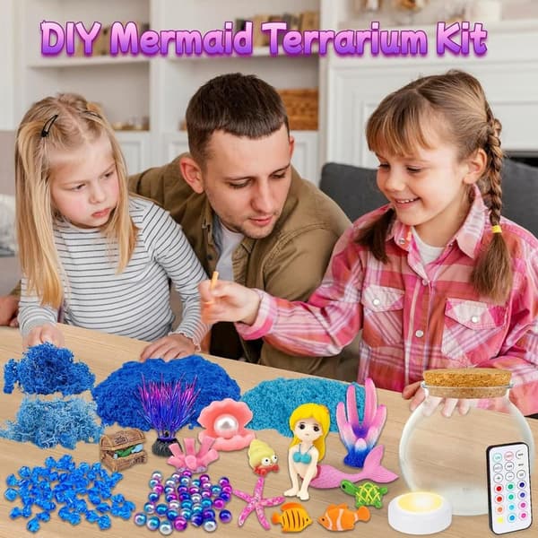 Mermaid Birthday Craft Kit with LED Night Light for Kids