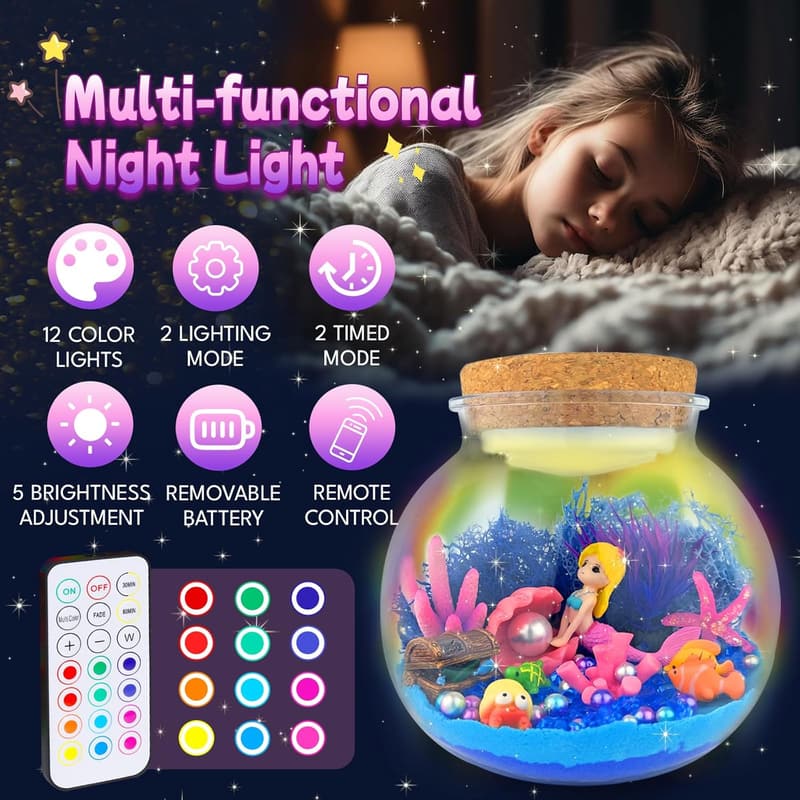 Mermaid Birthday Craft Kit with LED Night Light for Kids