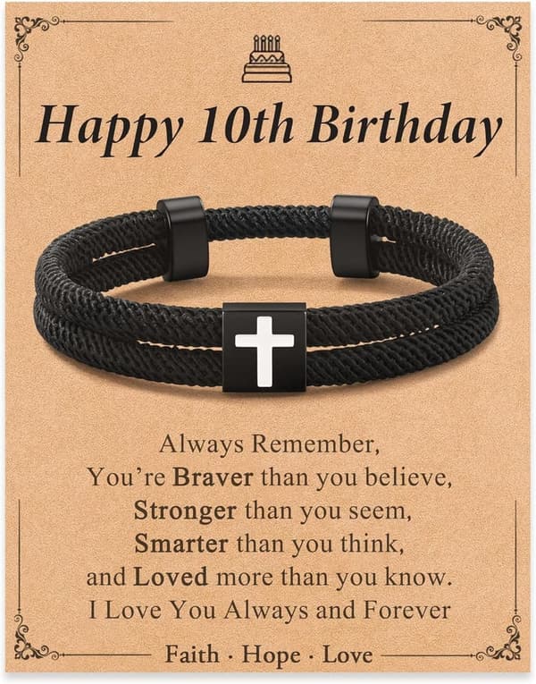 Faith Cross Bracelet for Boys - Adjustable Birthday Gift