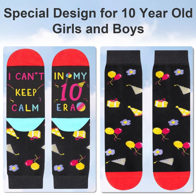 Birthday Gift Socks for Girls, Ages 5-12 with Pop-Up Card