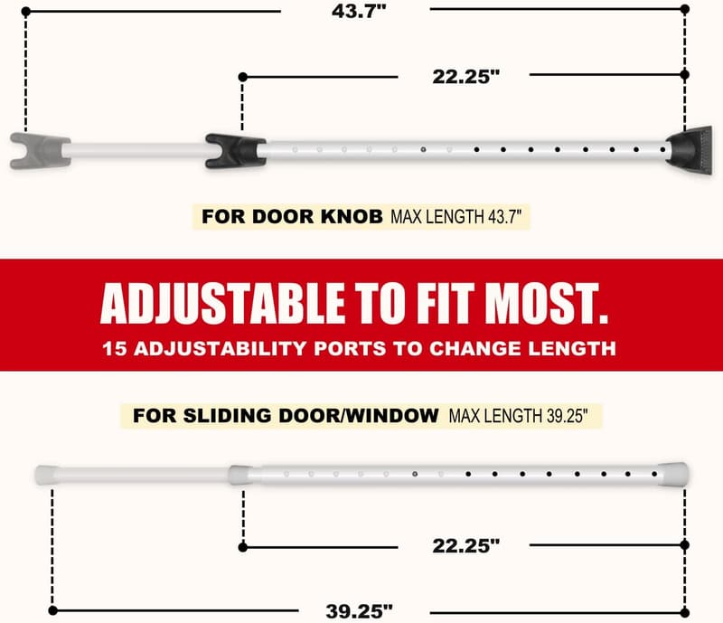 Adjustable Door Security Bar - High Grade Iron for Home Protection