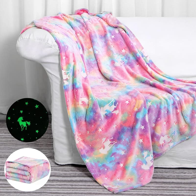 Unicorn Glow-in-the-Dark Blanket for Kids, 50