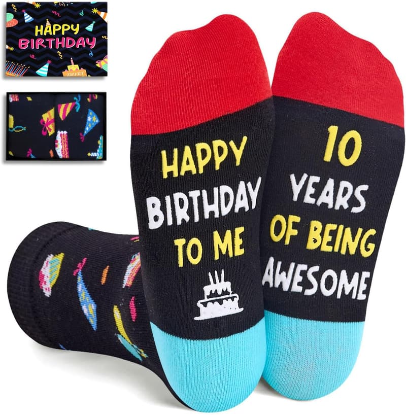 Kids' Birthday Socks (Ages 3-12) - Black Gift for Boys & Girls
