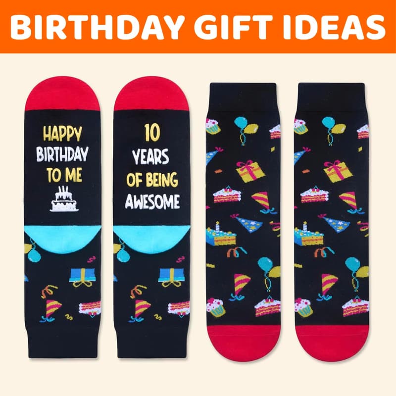 Kids' Birthday Socks (Ages 3-12) - Black Gift for Boys & Girls