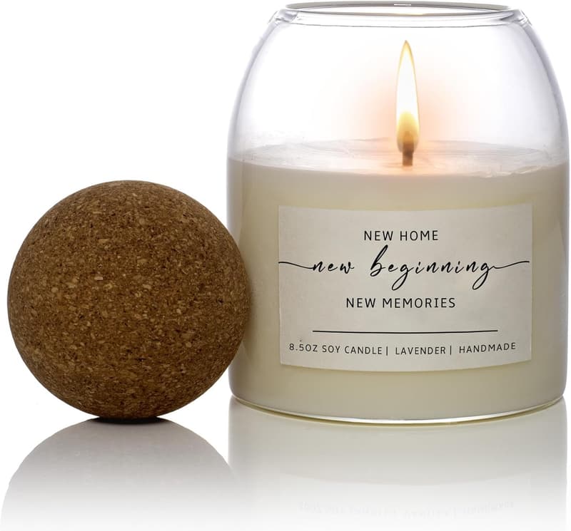 Housewarming Gifts: Lavender Soy Wax Candle, 60-Hour Burn
