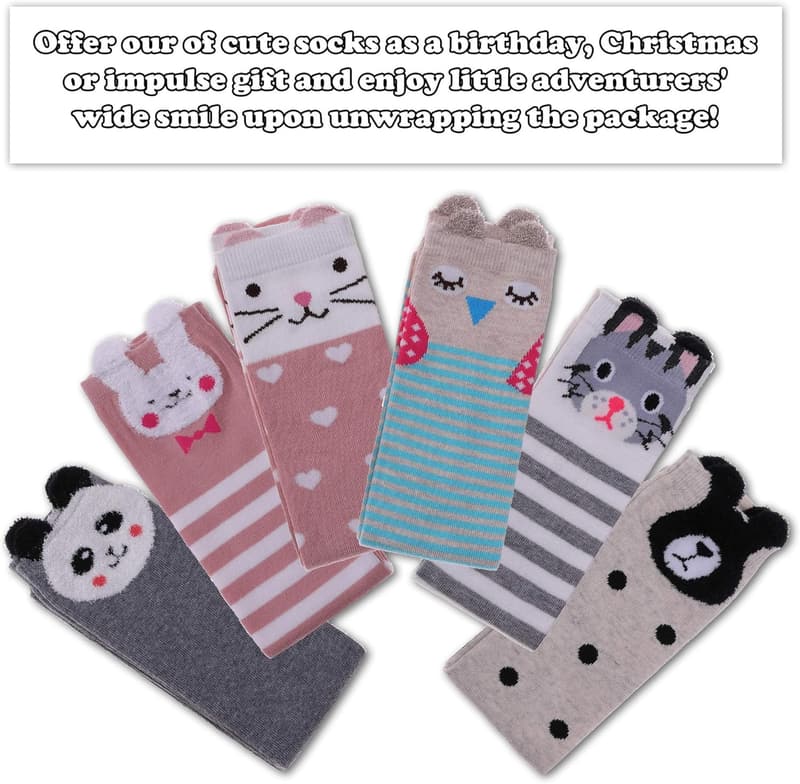 Cute Animal Pattern Knee High Socks for Kids - 6 Pairs
