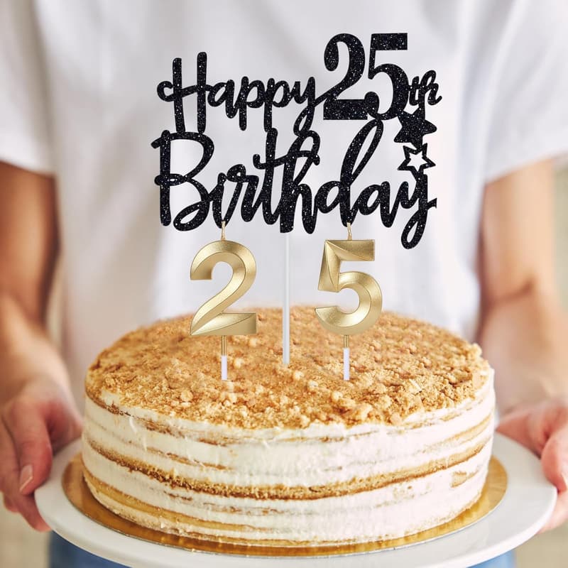 25th Birthday Party Supplies for Men with Crown, Sash, & Balloons