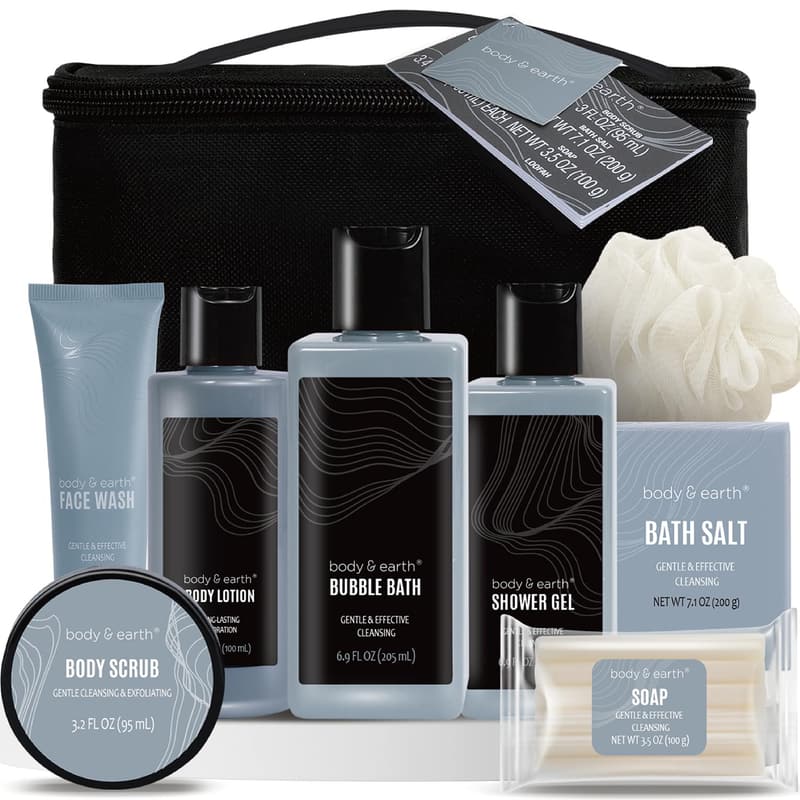 Men's Birthday Gift Basket: Body Wash Set with Lotion & More