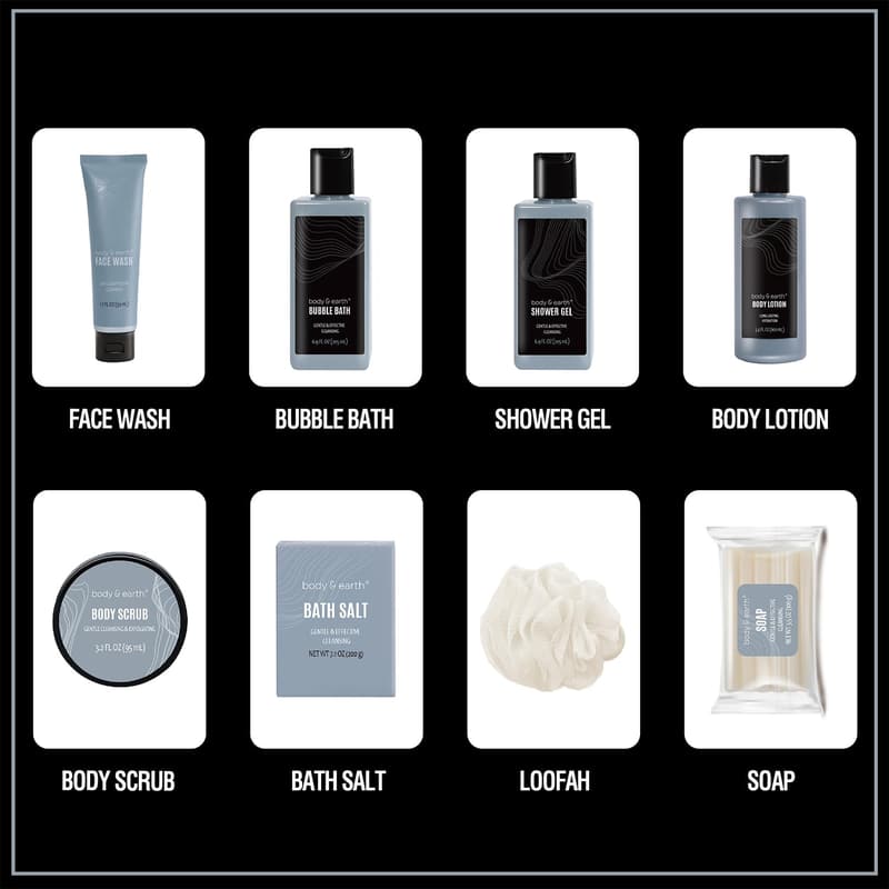Men's Birthday Gift Basket: Body Wash Set with Lotion & More