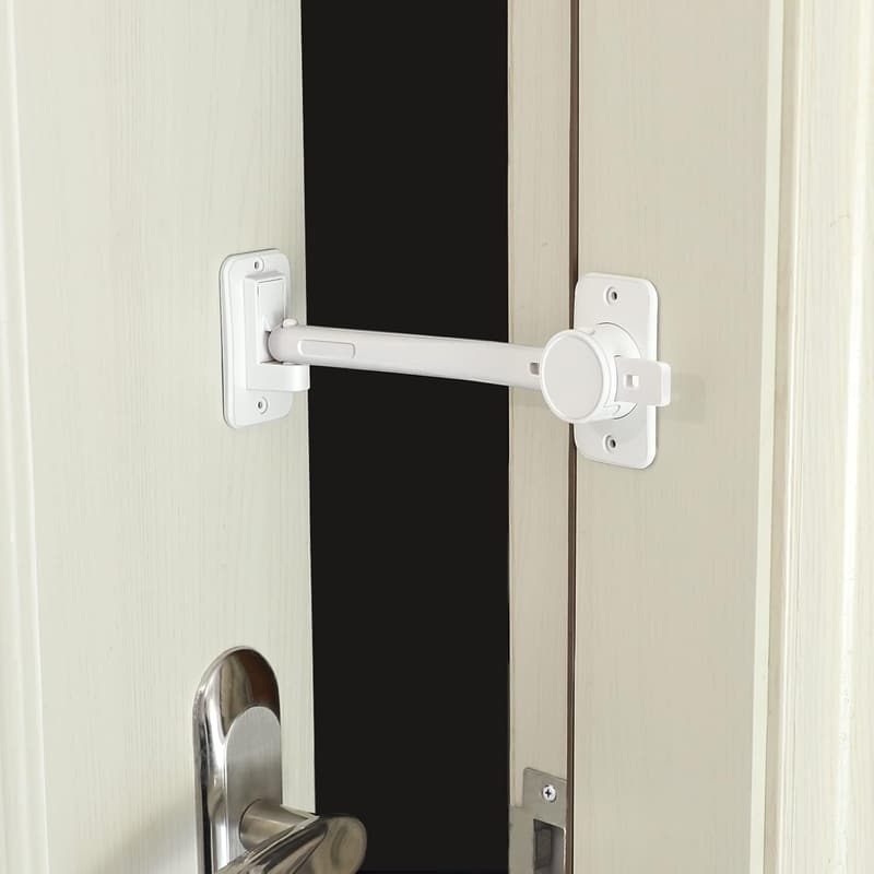 Adjustable Child-Proof Cat Door Latch & Stopper (White)