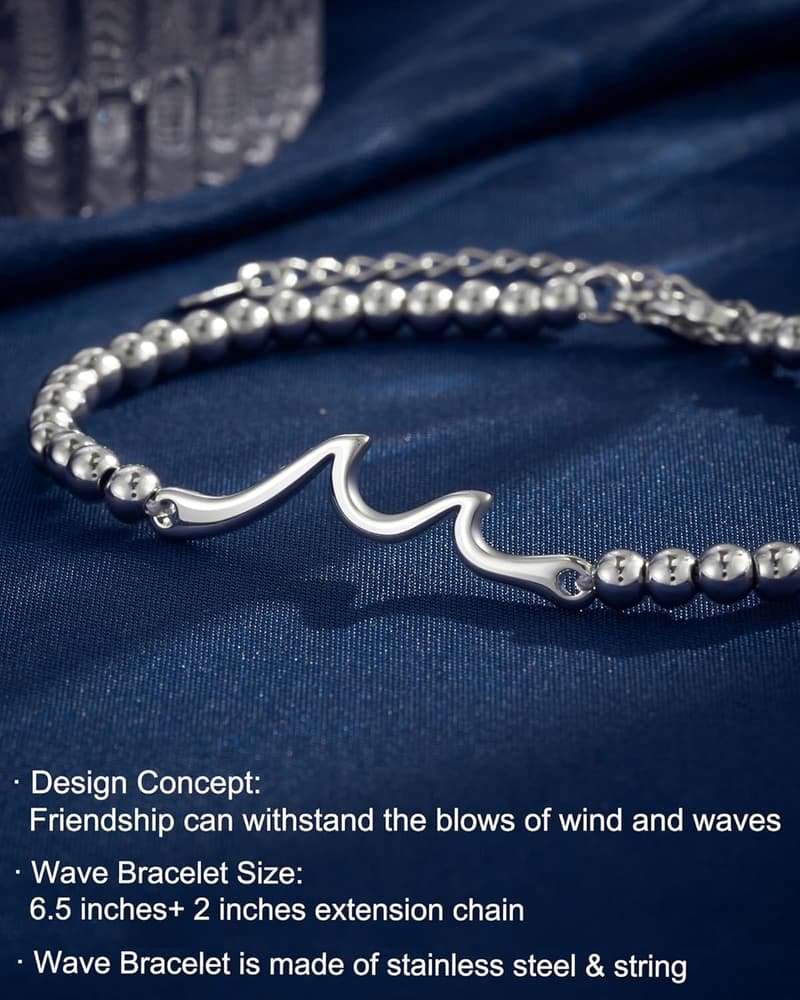 Friendship Wave Bracelet for Her - Best Friend Birthday Gift