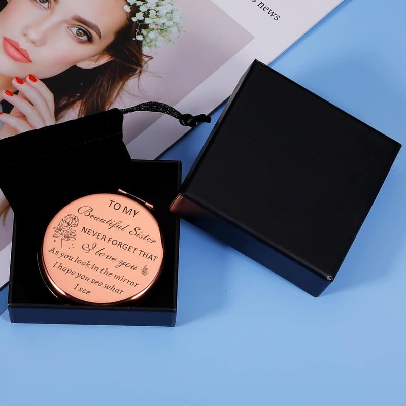 Personalized Compact Mirror for Sister's Birthday Gift