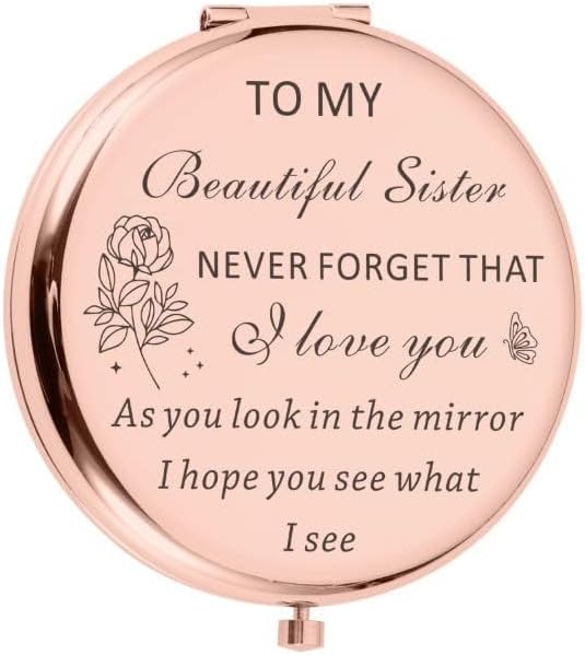 Personalized Compact Mirror for Sister's Birthday Gift