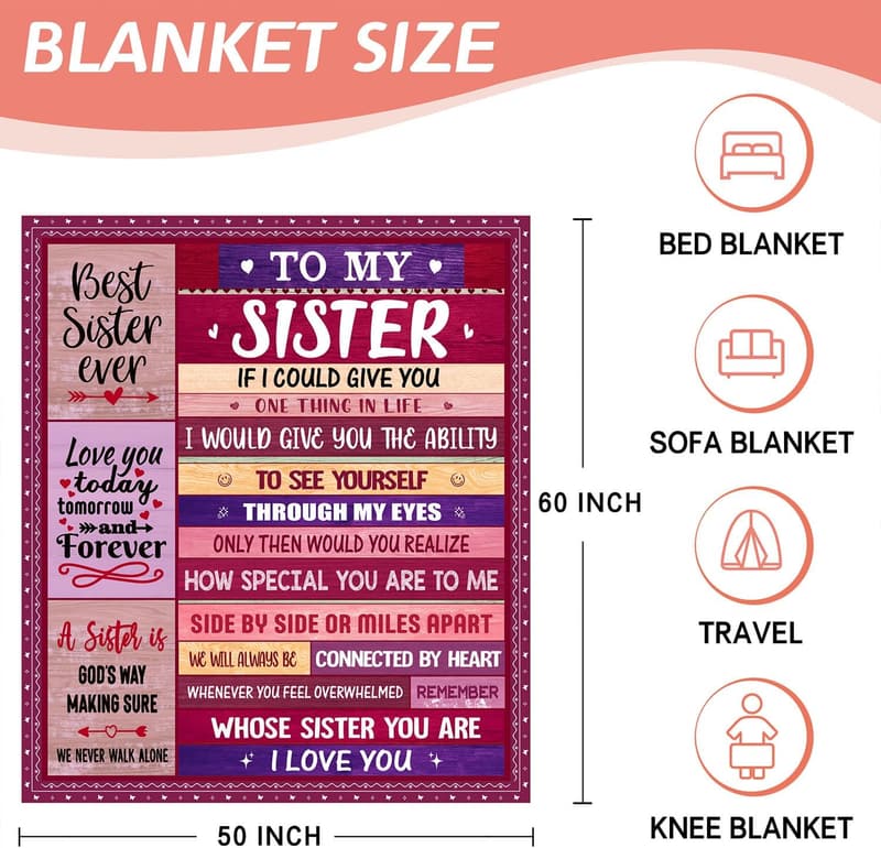 Mother's Day Blanket for Sister – Unique 50''x60'' Gift from Brother