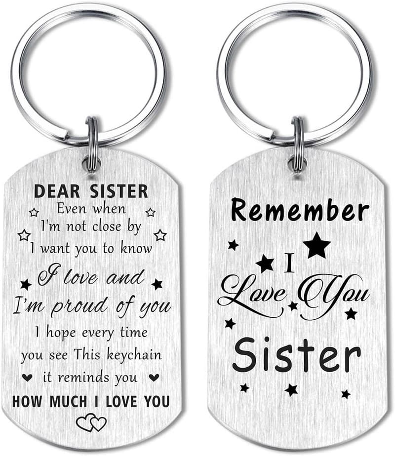 Sister Keychain - I Love My Sister Gift for Mother's Day
