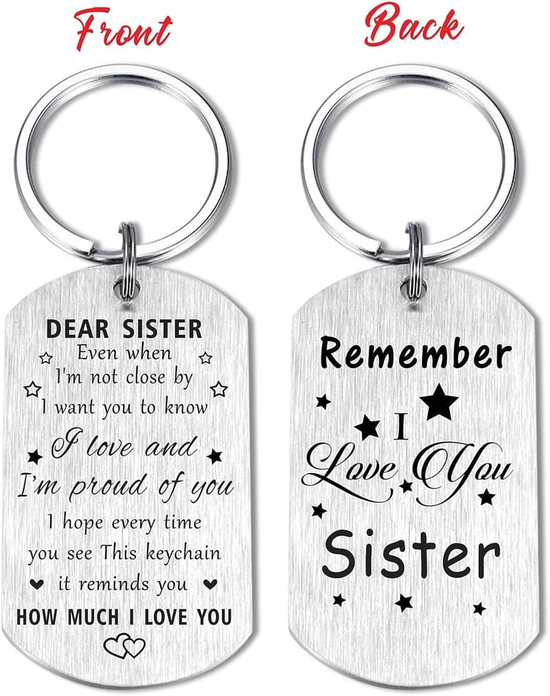 Sister Keychain - I Love My Sister Gift for Mother's Day