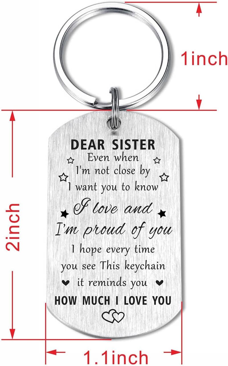 Sister Keychain - I Love My Sister Gift for Mother's Day