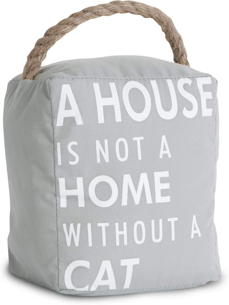 Cat Door Stopper - 5x6 Inch, Grey and White