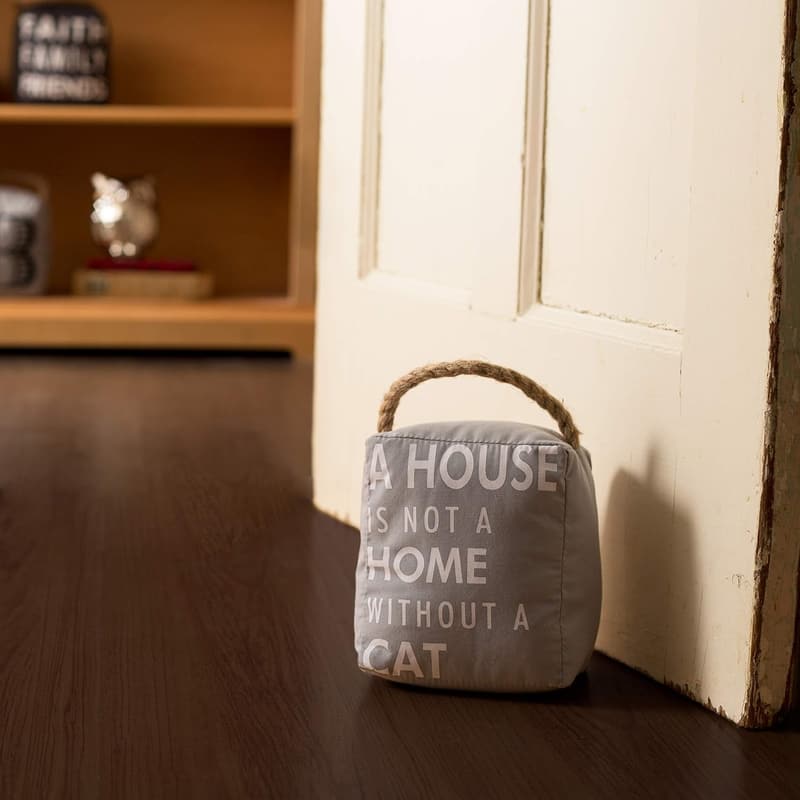 Cat Door Stopper - 5x6 Inch, Grey and White