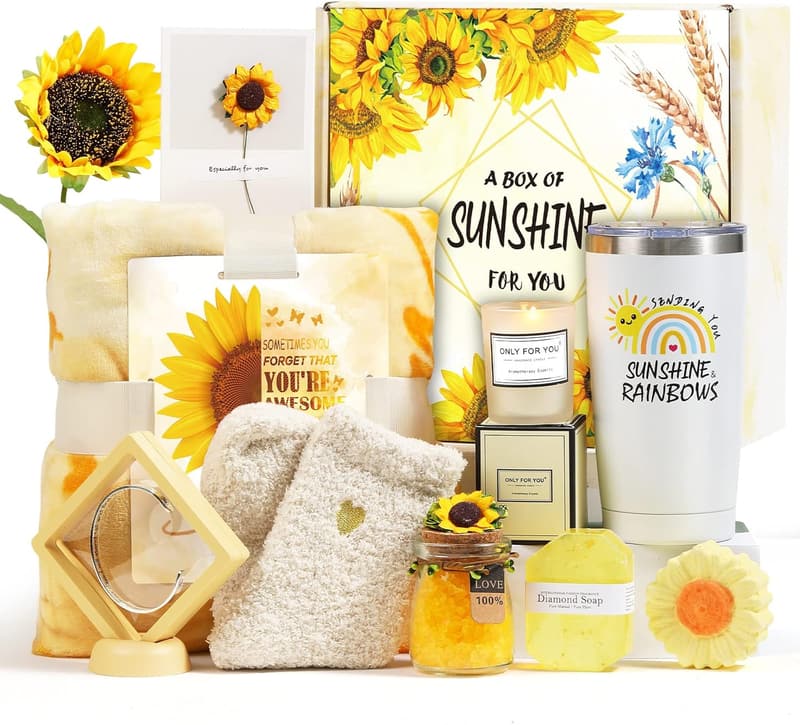 Sunflower Spa Gift Set for Women - 10-Piece Birthday Basket