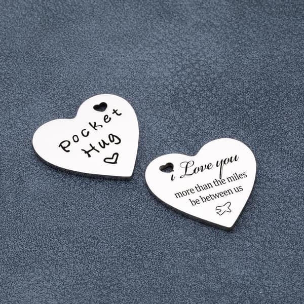 Long Distance Pocket Hug Token with Leather Keychain