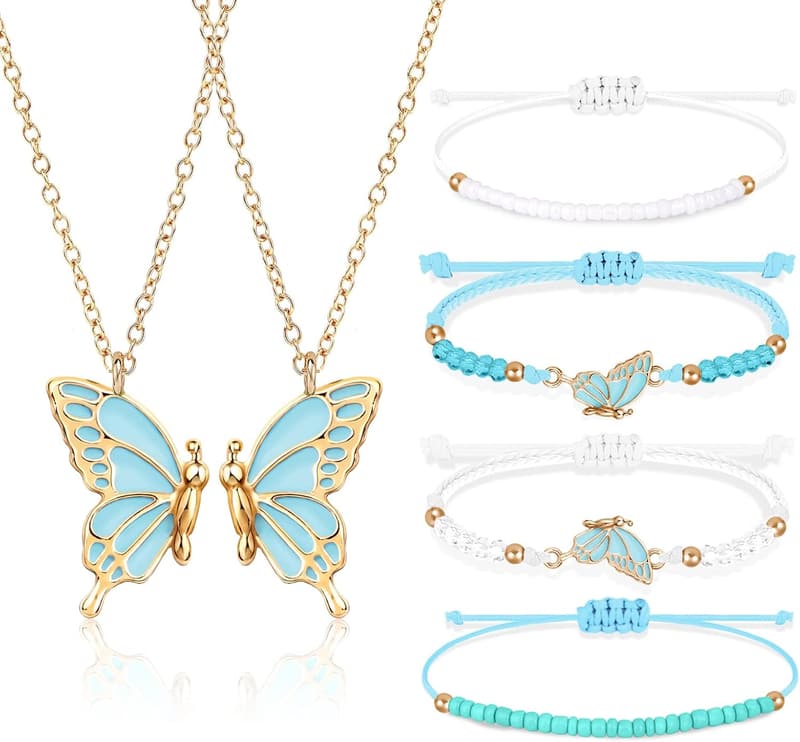 Best Friend Butterfly Necklace & Bracelet Set