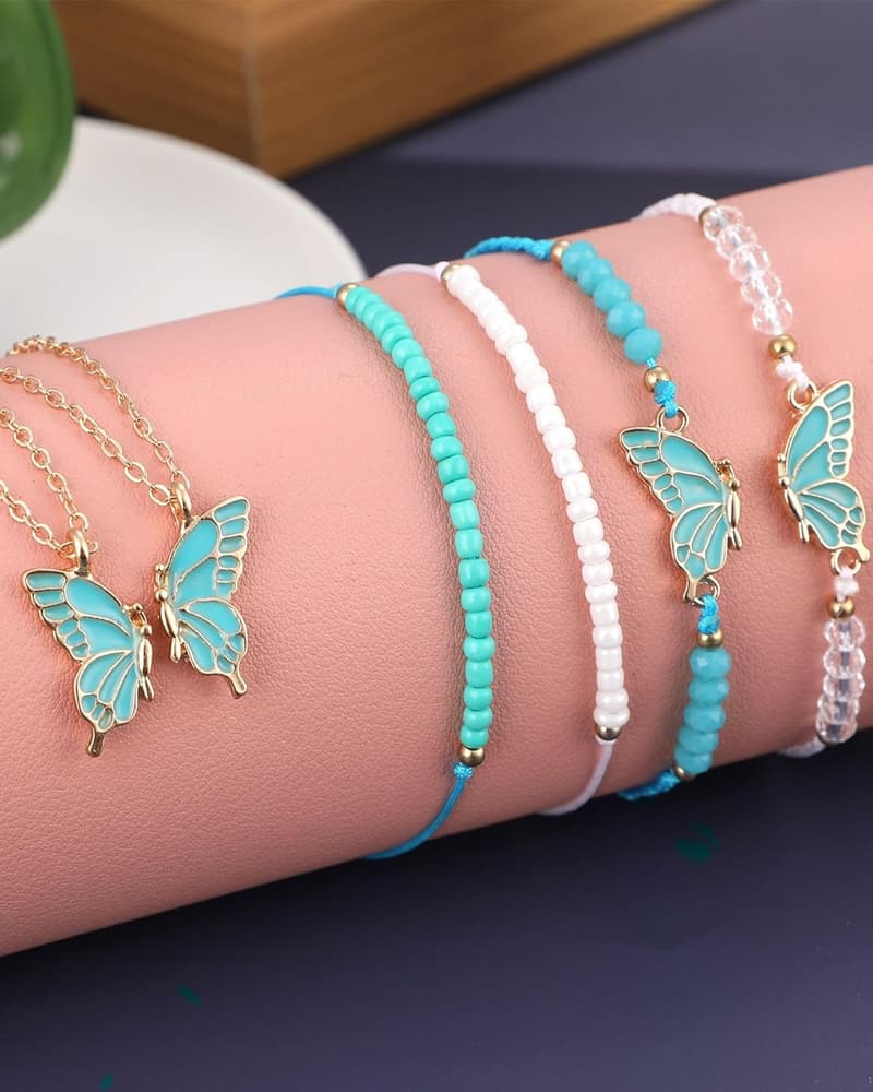 Best Friend Butterfly Necklace & Bracelet Set