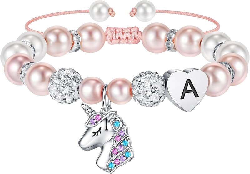 Unicorn Bracelet with Pink Pearl & Rhinestones for Graduation